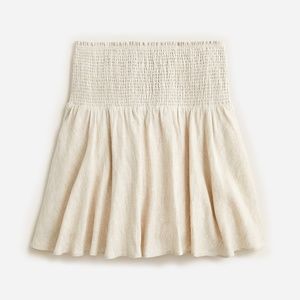 J Crew Smocked Linen Mini Skirt-White